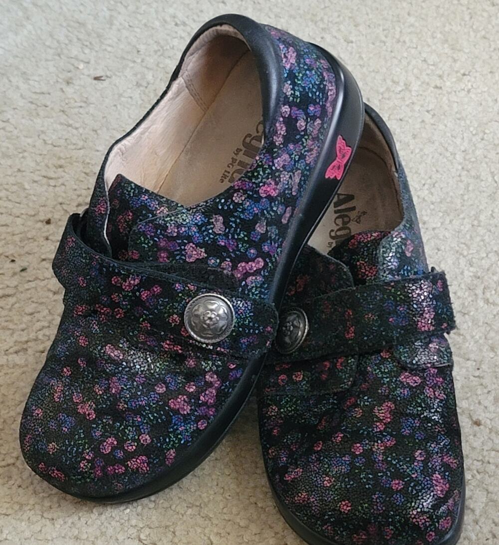 Alegria Slip On EU38 US 7.5/8 Floral Comfort Shoe Leather Nurse Botanical